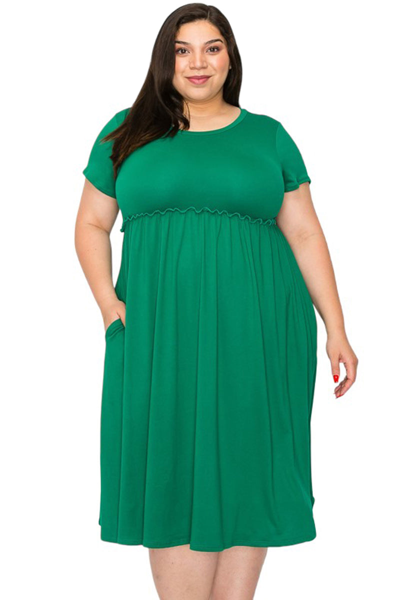 Short Sleeve Dress with Shirring Plus Size