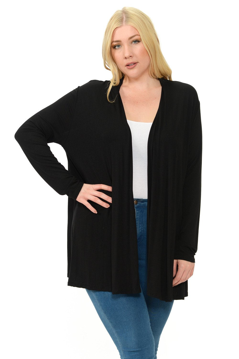 Long Sleeve Jersey Cardigan Plus Size