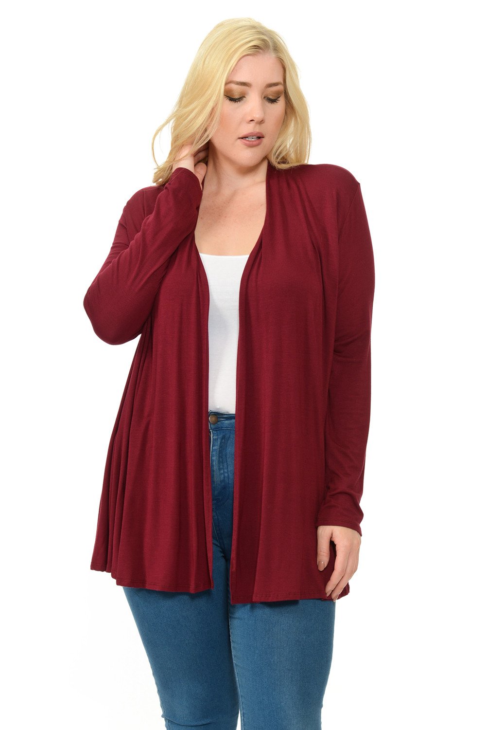 Long Sleeve Jersey Cardigan Plus Size
