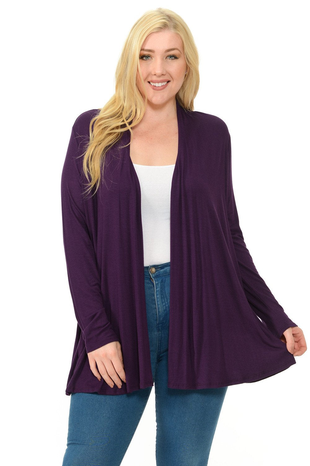 Long Sleeve Jersey Cardigan Plus Size