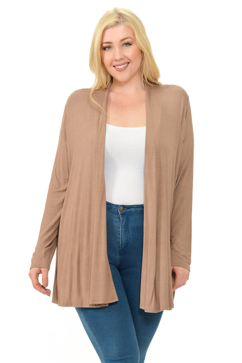 Long Sleeve Jersey Cardigan Plus Size