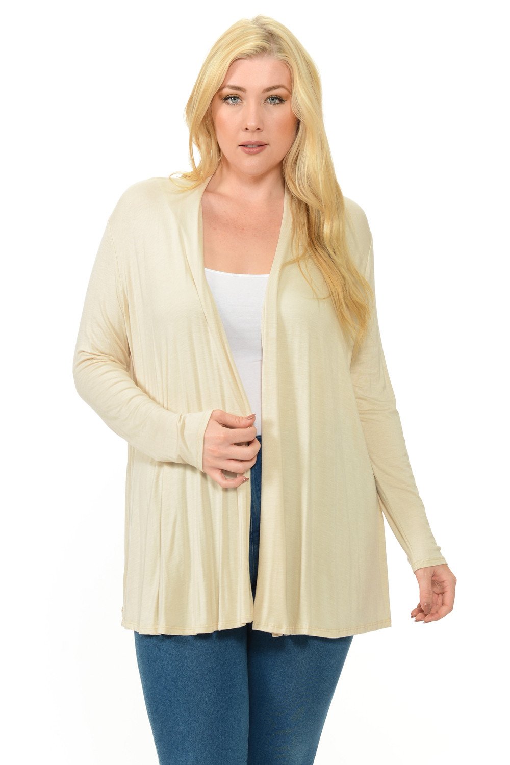 Long Sleeve Jersey Cardigan Plus Size