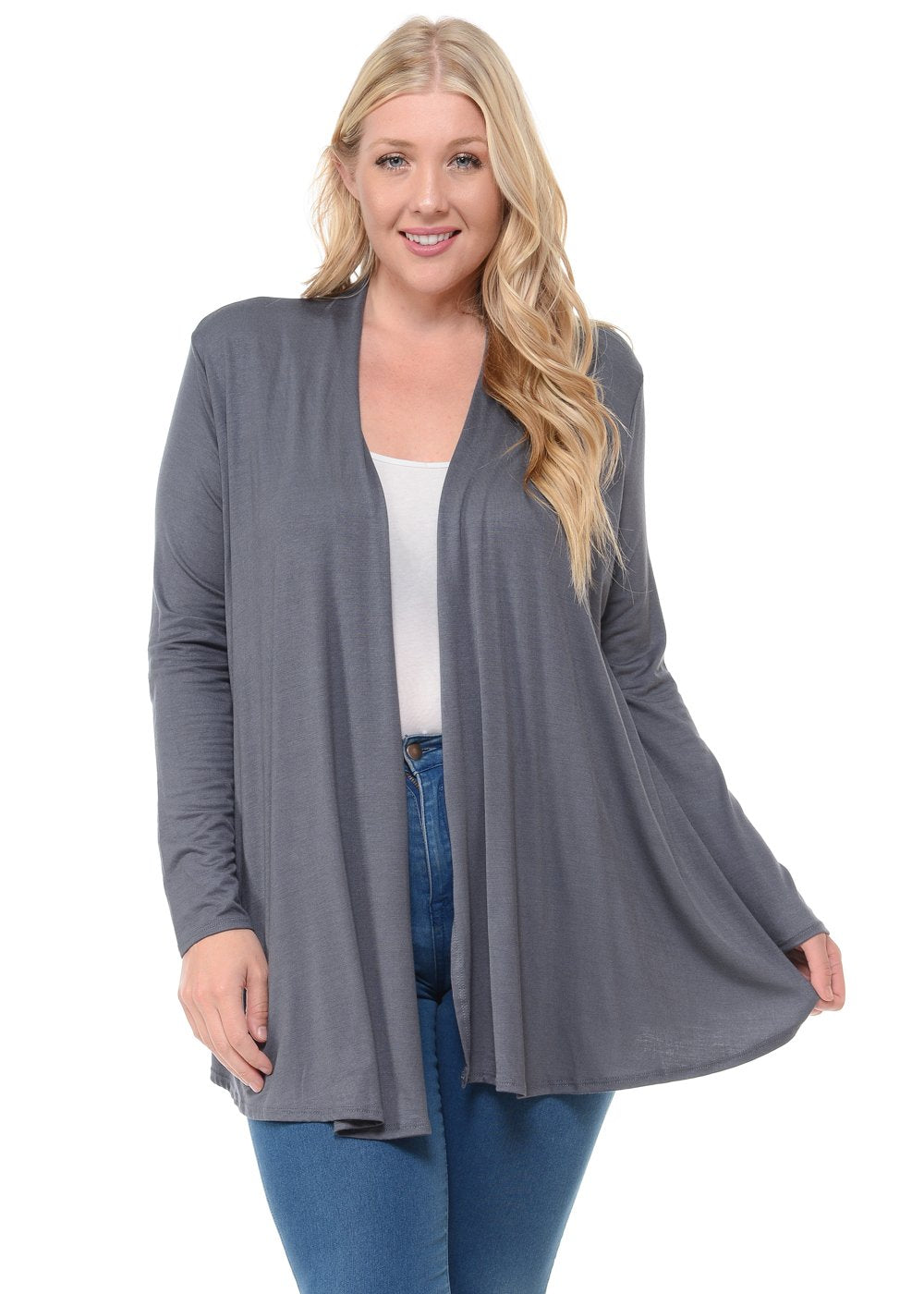 Long Sleeve Jersey Cardigan Plus Size