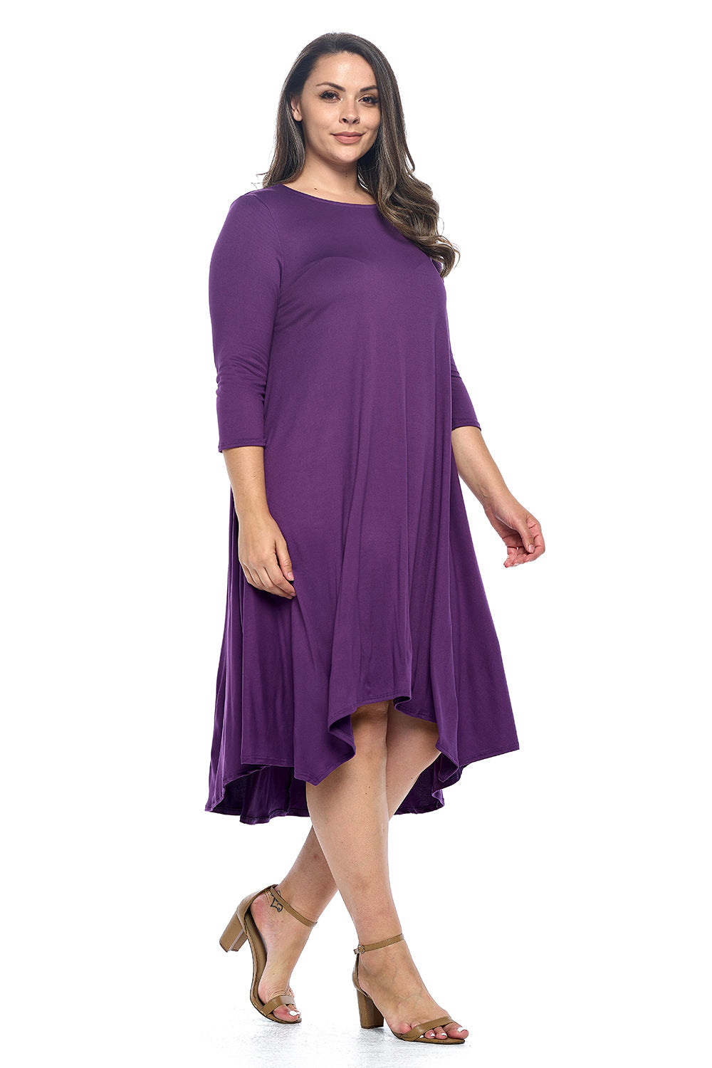 Asymmetric Hem Midi Dress Plus Size Pastel by Vivienne Asymmetric Hem Midi Dress Plus Size Pastel by Vivienne