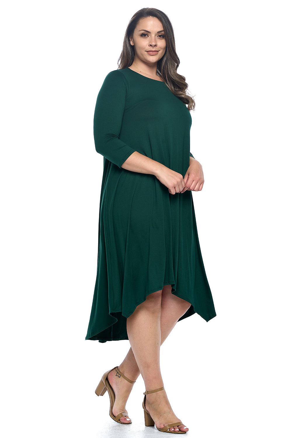 Asymmetric Hem Midi Dress Plus Size Pastel by Vivienne Asymmetric Hem Midi Dress Plus Size Pastel by Vivienne