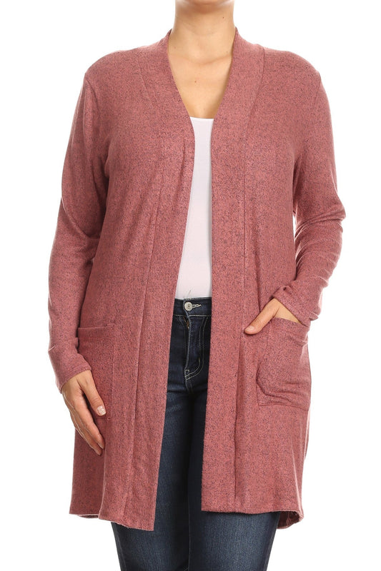 Hacci Open Front Cardigan Plus Size