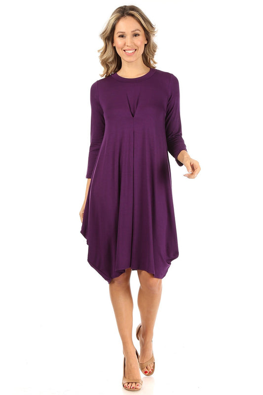 Tapered Hemline Dress with Gathered Front Detail