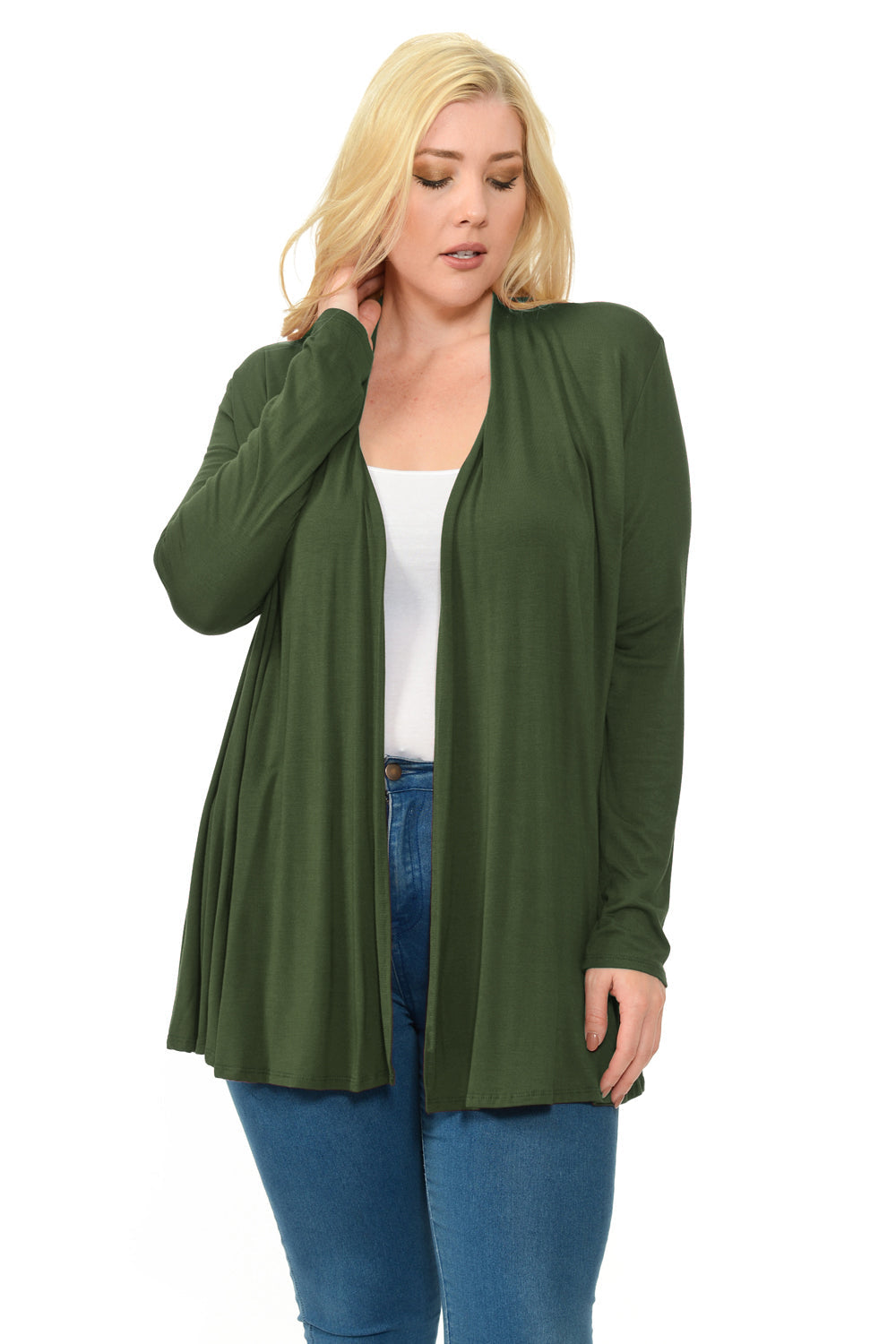 Long Sleeve Jersey Cardigan Plus Size