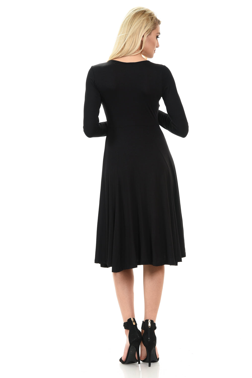 Long Sleeve Fit and Flare Midi Dress Pastel by Vivienne Long Sleeve Fit and Flare Midi Dress Pastel by Vivienne