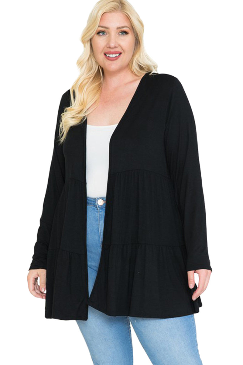 Open Front Tiered Cardigan Plus Size