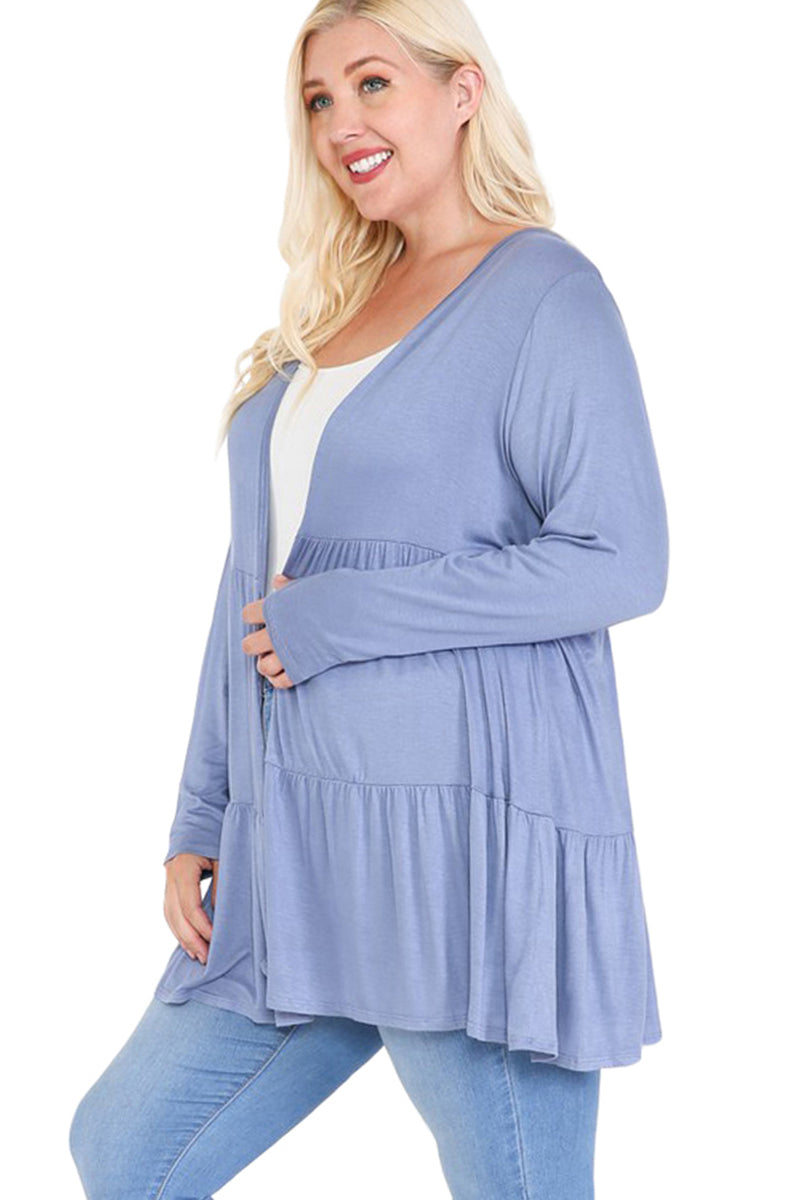 Open Front Tiered Cardigan Plus Size