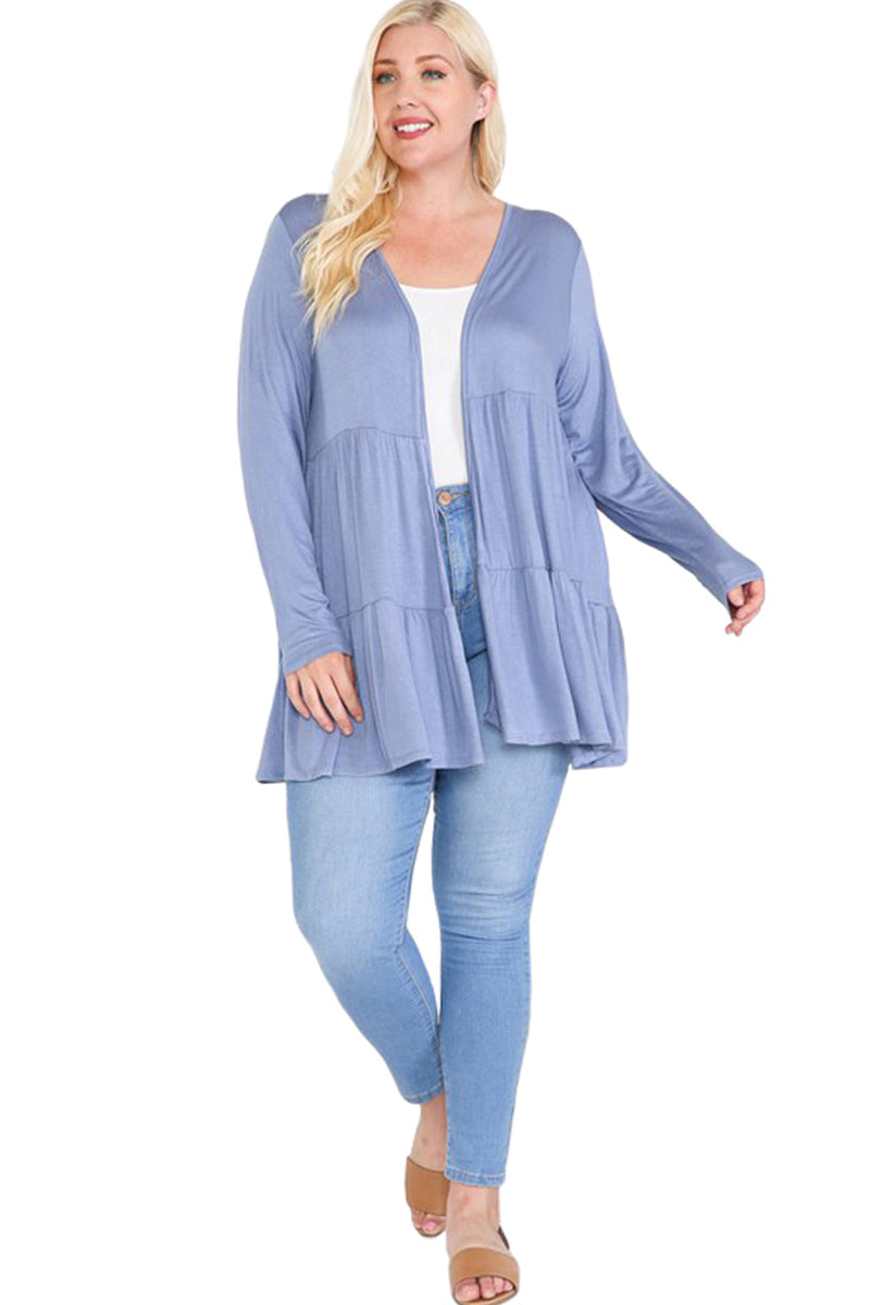 Open Front Tiered Cardigan Plus Size