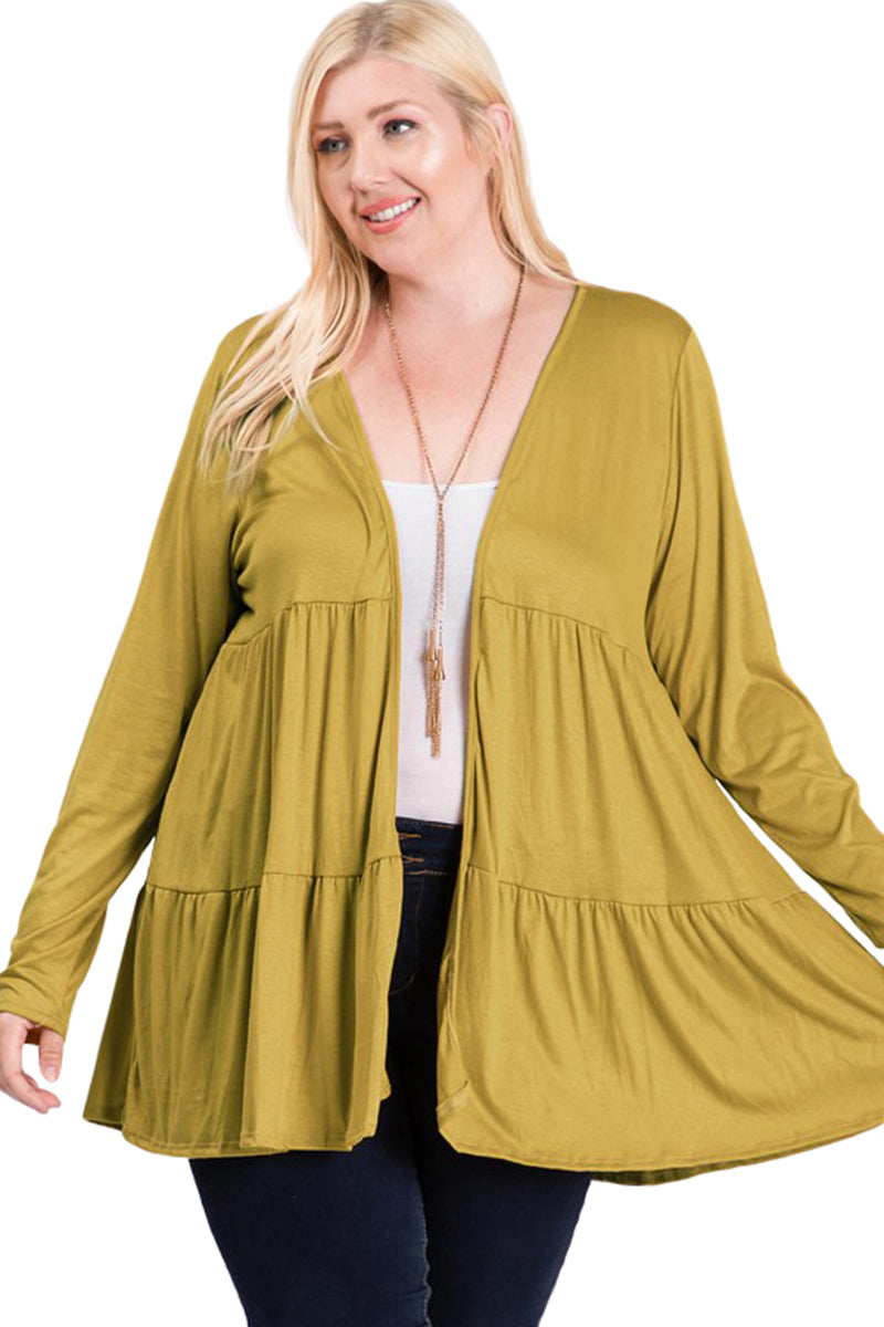 Open Front Tiered Cardigan Plus Size