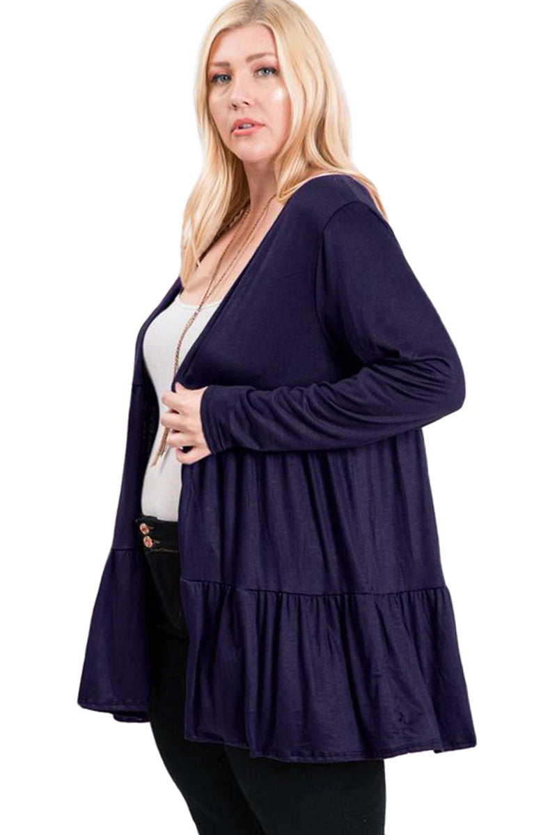 Open Front Tiered Cardigan Plus Size