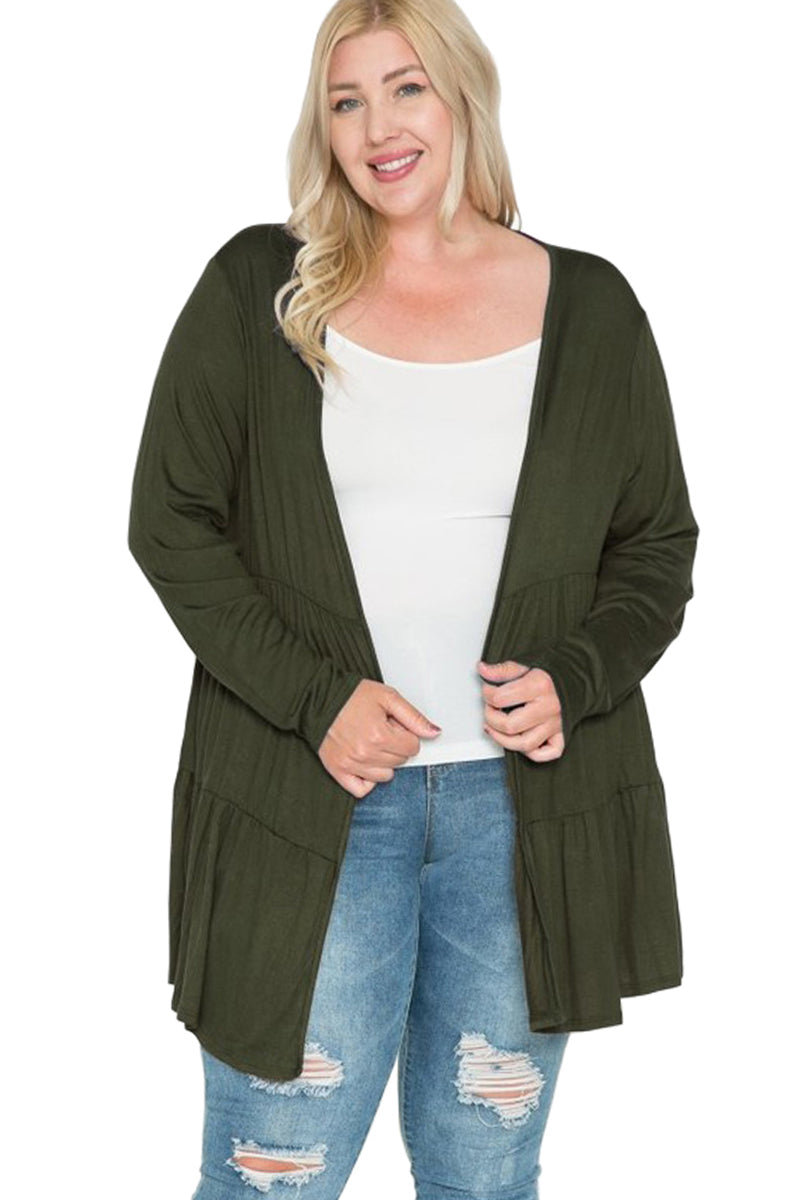 Open Front Tiered Cardigan Plus Size