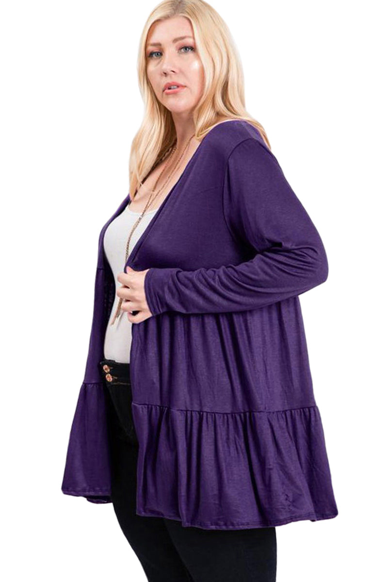 Open Front Tiered Cardigan Plus Size